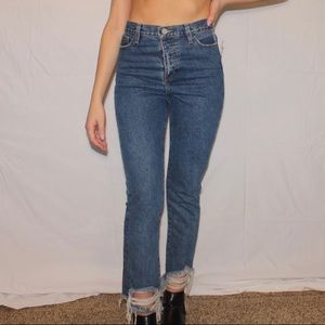 BDG mom dark wash distressed jeans!